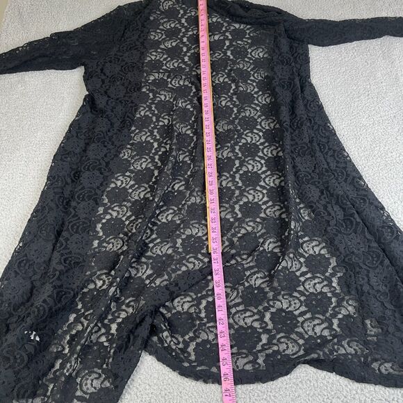 Torrid Cardigan Sweater Womens 2/3 Black Floral Lace Open Front Sheer Plus Flowy - Picture 7 of 10